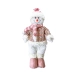 Boneco de Neve em Pé Tecido Trico Rose Decoração Luxuosa 41cm