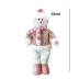 Boneco de Neve em Pé Tecido Trico Rose Decoração Luxuosa 41cm