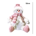 Boneco de Neve Sentado Rose em Tecido Trico Decoração Luxuosa 32cm