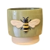 Vaso Cachepot Cerâmica Verde Honey Bee Abelha 12X13,3X14,3Cm