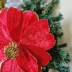 Flor De Natal Em Tecido Luxu Vermelha Com Brilho 20Cm