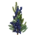 Galho Folhagens Berries Azul Enfeite Natalino 55Cm