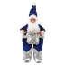 Papai Noel 40cm Musical Azul E Prata Sentado