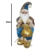 Papai Noel Musical Azul E Paetês 40cm Sentado Decoração Luxo