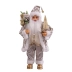 Papai Noel Prata e Dourado Casaco Decorado Arvore Creme 40cm