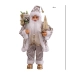 Papai Noel Prata e Dourado Casaco Decorado Arvore Creme 40cm