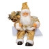 Papai Noel Repetidor Dourado Sentado com Saco de Presente Decoração Natal 30cm