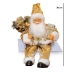 Papai Noel Repetidor Dourado Sentado com Saco de Presente Decoração Natal 30cm