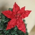 Flor De Natal Em Tecido Poinsetia Vermelha Brilho 25Cm