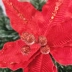 Flor De Natal Em Tecido Poinsetia Vermelha Brilho 25Cm