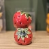 Porta Vela Cerâmica Fruta Morango Artesanato 8,5X7X11,8Cm